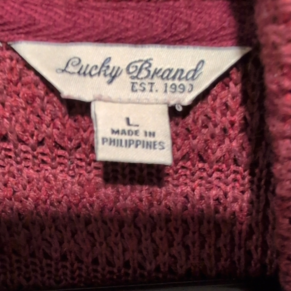 Lucky Brand Burgundy Open Front Cardigan - Picture 2 of 3